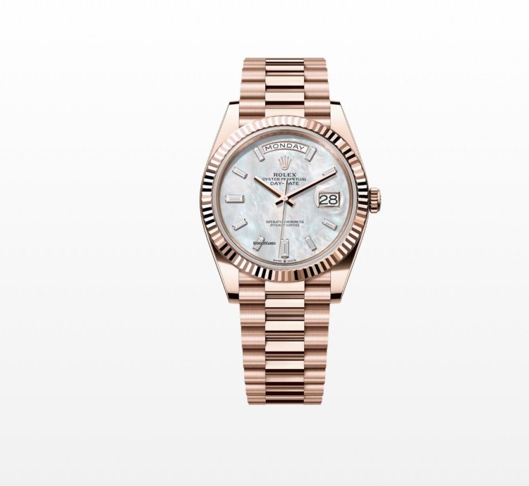 Rolex Day-date 40 40mm Mother Of Pearl Baguette Diamond Dial New Unworn 228235