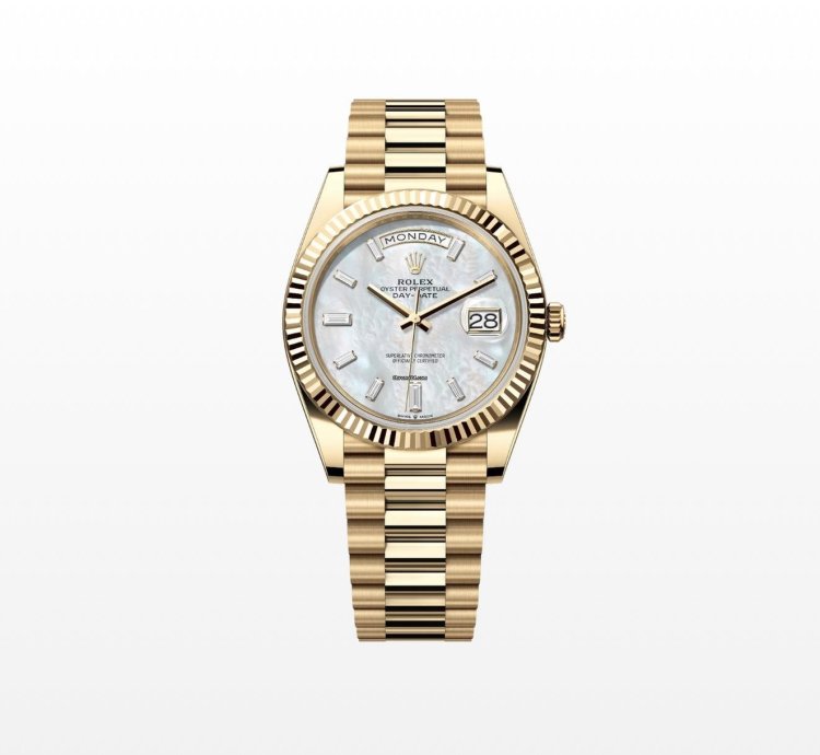Rolex Day-date 40 40mm Mother Of Pearl Baguette Diamond Dial New Unworn 228238