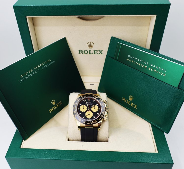 Rolex Daytona Cosmograph Daytona 40mm Yellow Gold Black Paul Newman Dial Oysterflex Band 116518ln