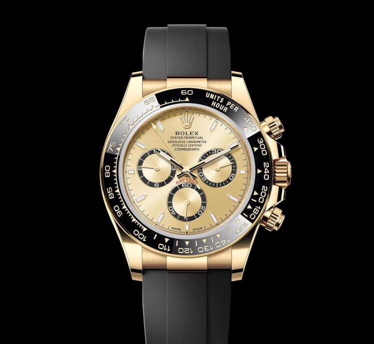 Rolex Daytona Cosmograph Daytona 40mm Yellow Gold Champagne Black Dial Oysterflex Band 126518ln