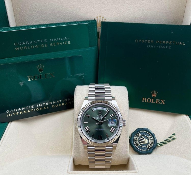 Rolex Day-date 40 40mm Olive Green Roman Dial White Gold 228239 Unworn 2024