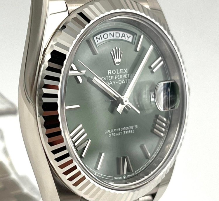 Rolex Day-date 40 40mm Olive Green Roman Dial White Gold 228239 Unworn 2024