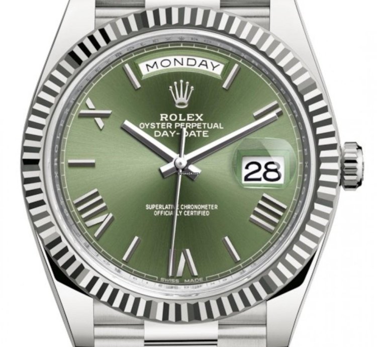 Rolex Day-date 40 40mm Olive Green Roman Dial White Gold 228239 Unworn 2024