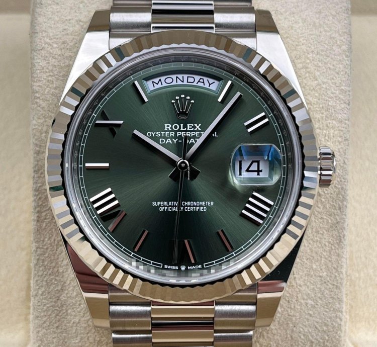 Rolex Day-date 40 40mm Olive Green Roman Dial White Gold 228239 Unworn 2024