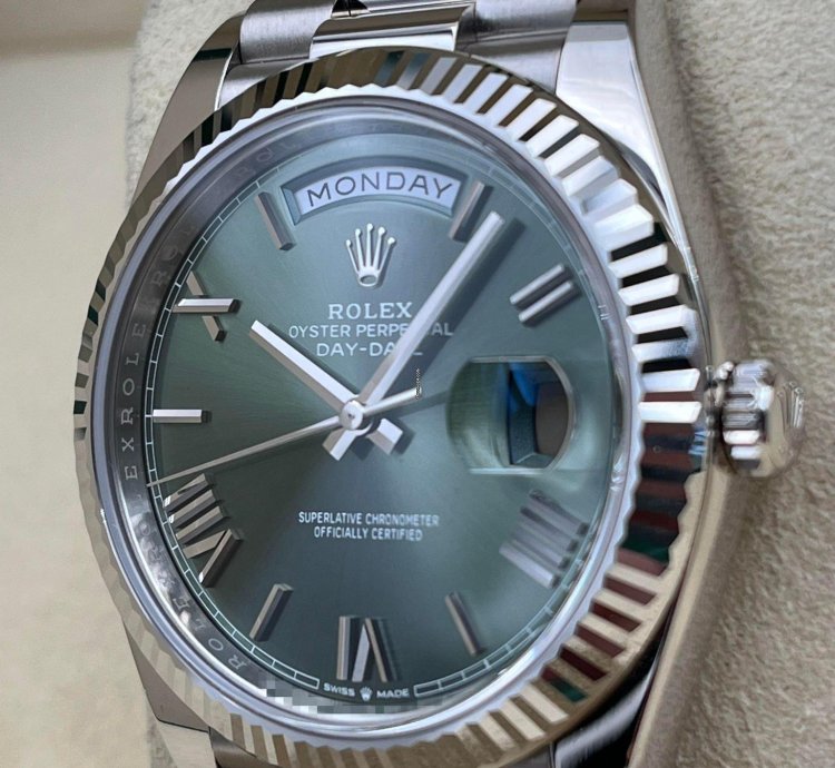 Rolex Day-date 40 40mm Olive Green Roman Dial White Gold 228239 Unworn 2024