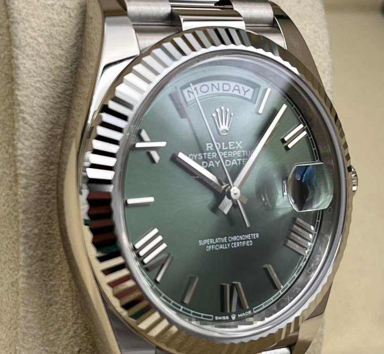 Rolex Day-date 40 40mm Olive Green Roman Dial White Gold 228239 Unworn 2024