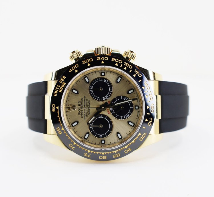 Rolex Daytona Cosmograph Daytona 40mm Yellow Gold Champagne Index Dial Oysterflex Band 116518ln