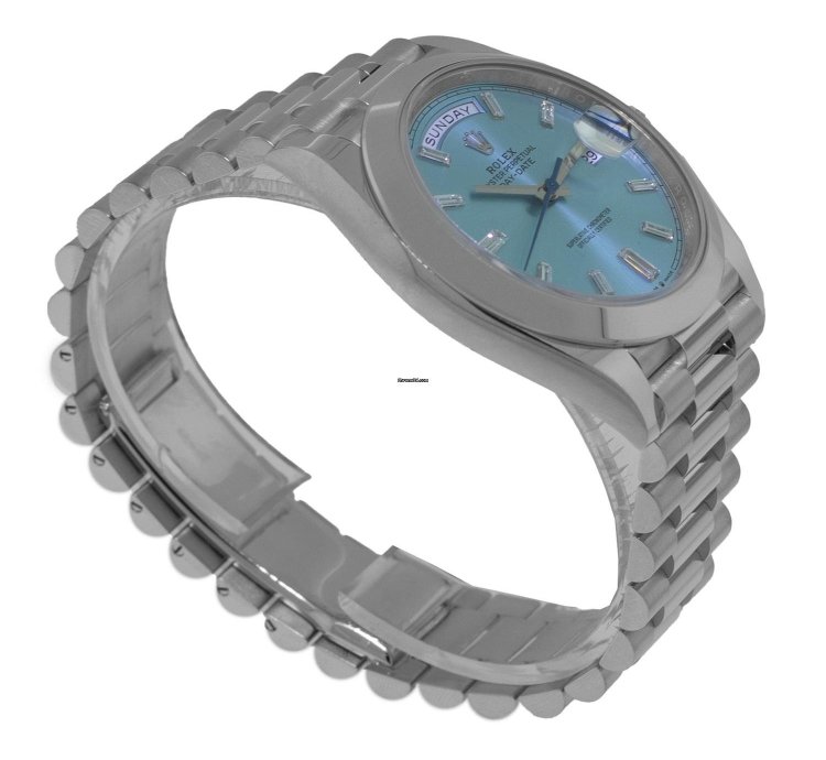 Rolex Day-date 40 40mm Platinum Ice Blue Diamond Dial Smooth Bezel 228206