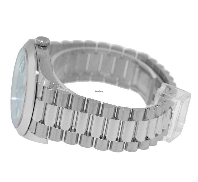 Rolex Day-date 40 40mm Platinum Ice Blue Diamond Dial Smooth Bezel 228206
