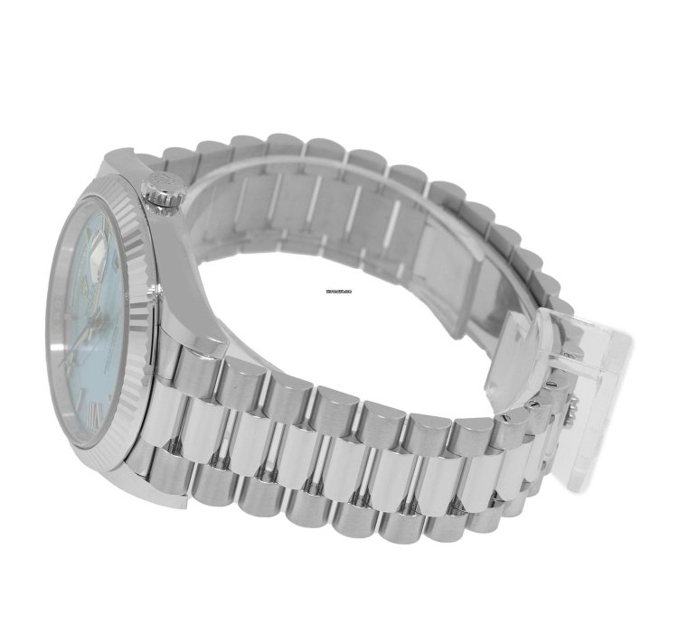 Rolex Day-date 40 40mm Platinum Ice Blue Roman Dial Fluted Bezel 228236