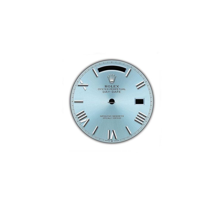 Rolex Day-date 40 40mm Platinum President Fluted Bezel Ice Blue Roman Dial