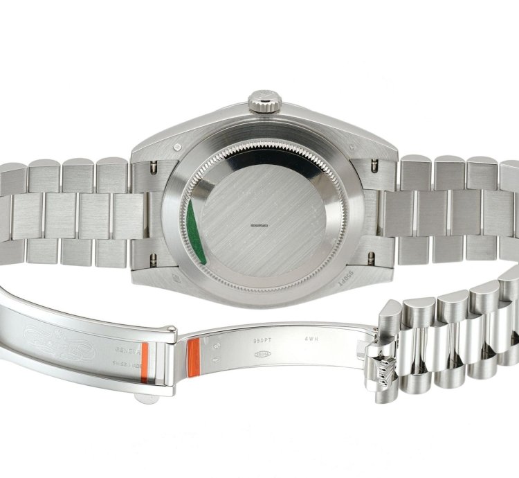 Rolex Day-date 40 40mm Platinum President Fluted Bezel Ice Blue Roman Dial
