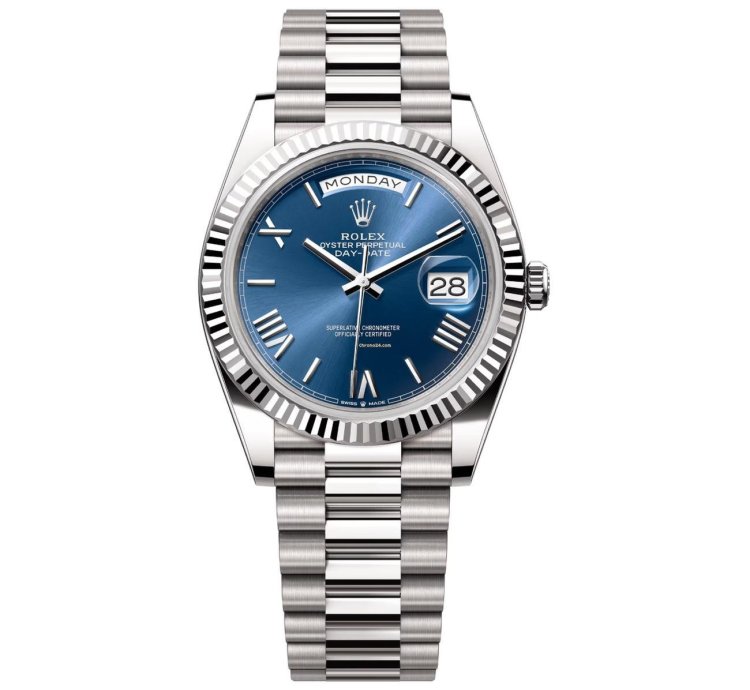 Rolex Day-date 40 40mm President 228239-0007 White Gold Watch Blue Roman Dial 2024