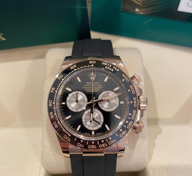 Rolex Daytona Cosmograph Daytona Black Dial Rose Gold Oysterflex 2024