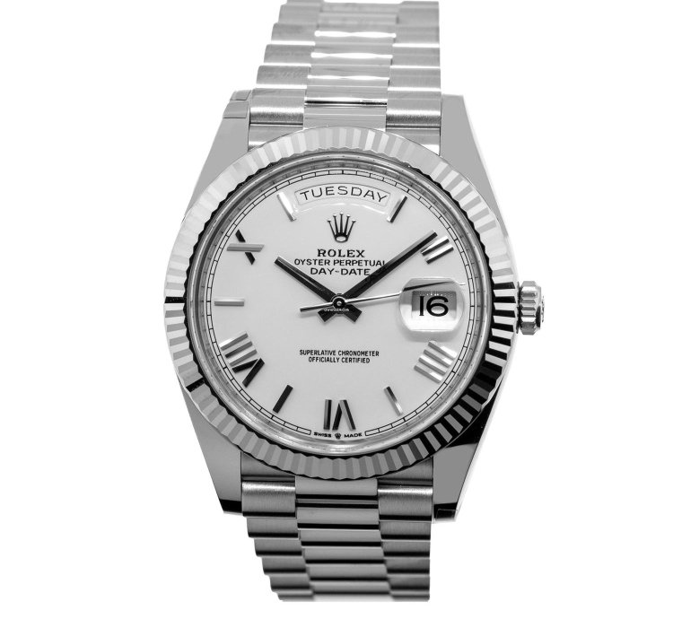 Rolex Day-date 40 40mm White Gold White Roman Dial President 228239