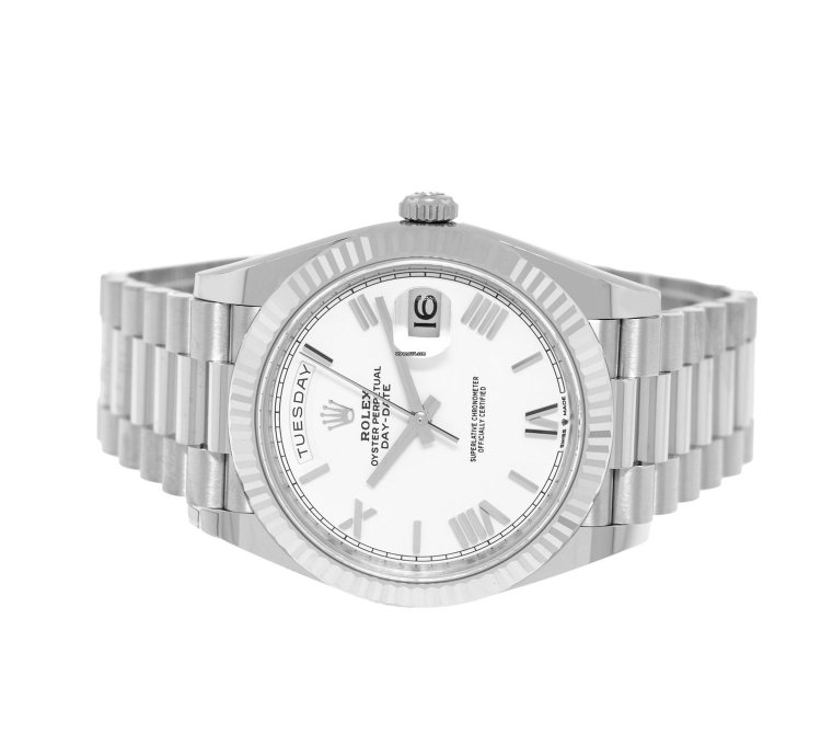 Rolex Day-date 40 40mm White Gold White Roman Dial President 228239