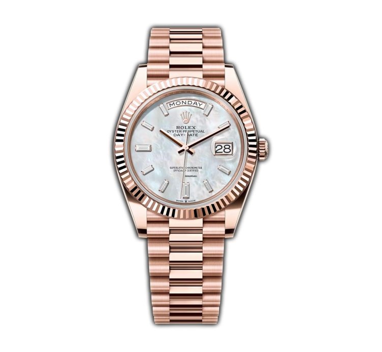 Rolex Day-date 40 40mm White Mop Diamond Dial 18k Rose Gold Presidential Bracelet