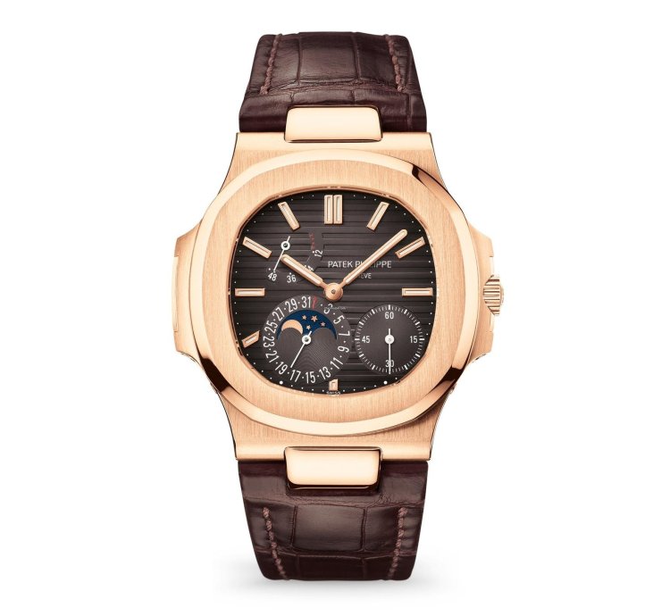Patek Philippe Nautilus 5712r Moon Phase Rose Gold Brown Leather Strap 2023