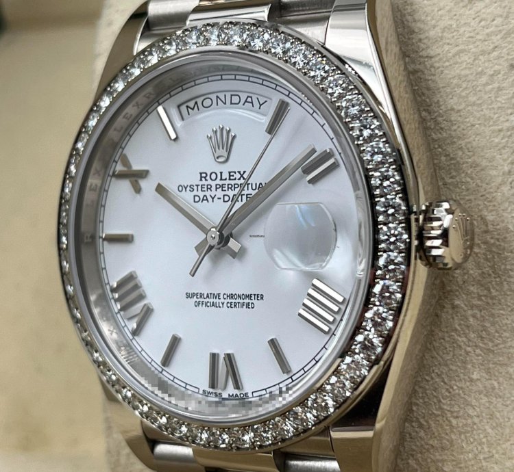 Rolex Day-date 40 40mm White Roman Dial White Gold Bracelet 228349rbr Unworn 2022