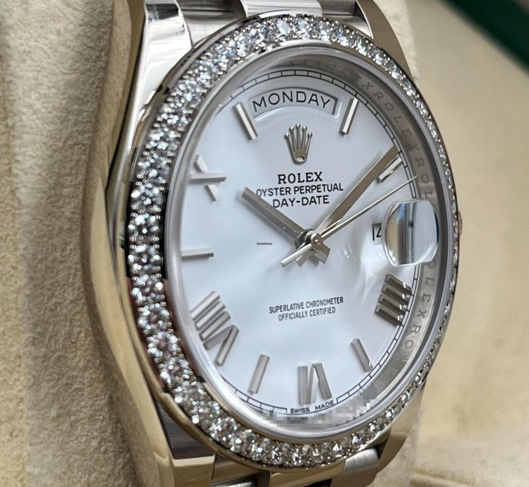 Rolex Day-date 40 40mm White Roman Dial White Gold Bracelet 228349rbr Unworn 2022