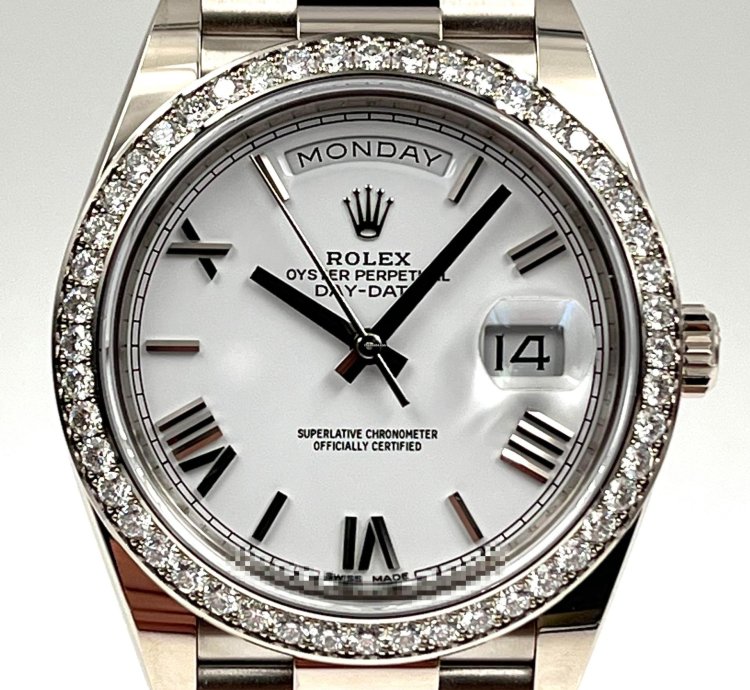 Rolex Day-date 40 40mm White Roman Dial White Gold Bracelet 228349rbr Unworn 2022