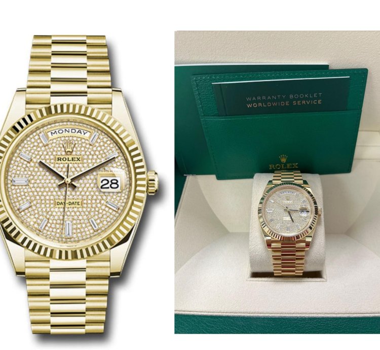 Rolex Day-date 40 40mm Yellow Gold Pave Dial 228238