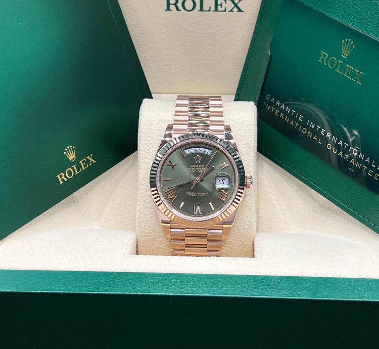 Rolex Day-date 40 Arabic Calendar Very Rare Olive Green Dial Full Rose Gol 40mm