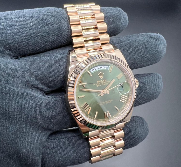 Rolex Day-date 40 Arabic Calendar Very Rare Olive Green Dial Full Rose Gol 40mm