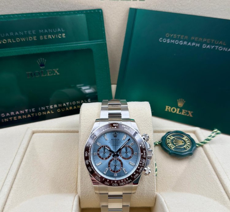 Rolex Daytona Cosmograph Daytona Ice Blue Baguette Dial Platinum Bracelet 126506a Unworn 2024