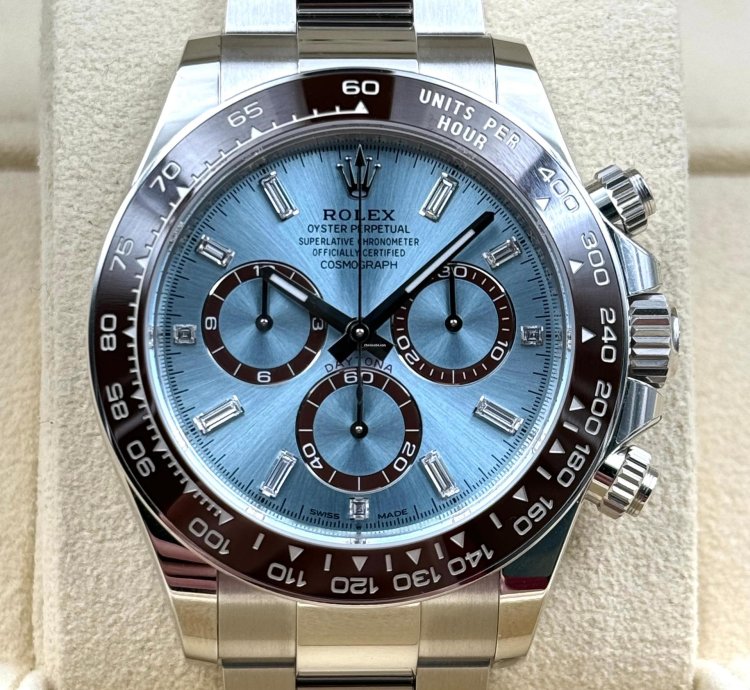 Rolex Daytona Cosmograph Daytona Ice Blue Baguette Dial Platinum Bracelet 126506a Unworn 2024