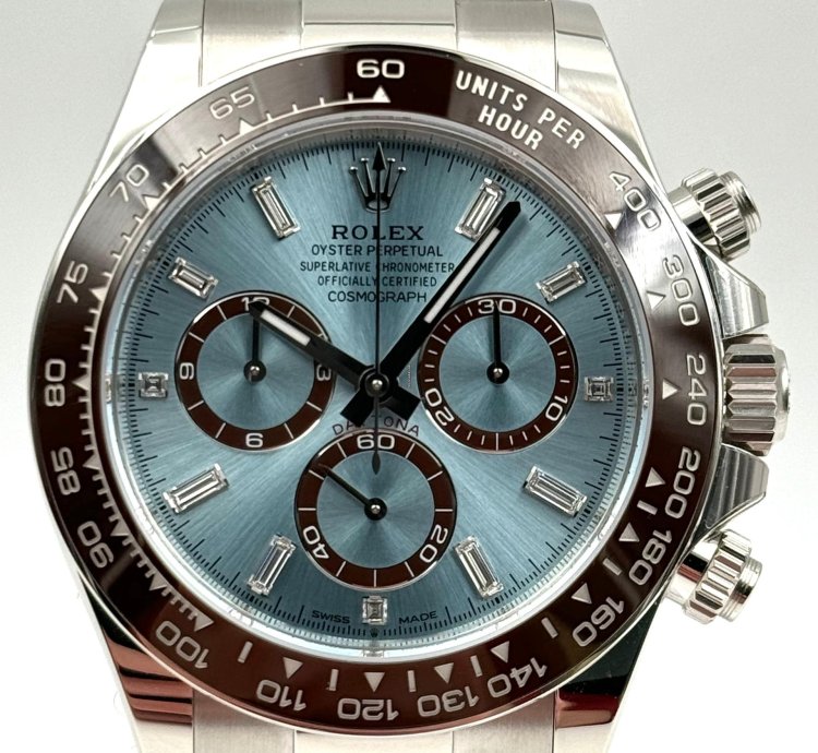 Rolex Daytona Cosmograph Daytona Ice Blue Baguette Dial Platinum Bracelet 126506a Unworn 2024
