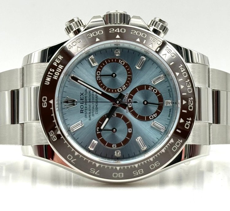 Rolex Daytona Cosmograph Daytona Ice Blue Baguette Dial Platinum Bracelet 126506a Unworn 2024