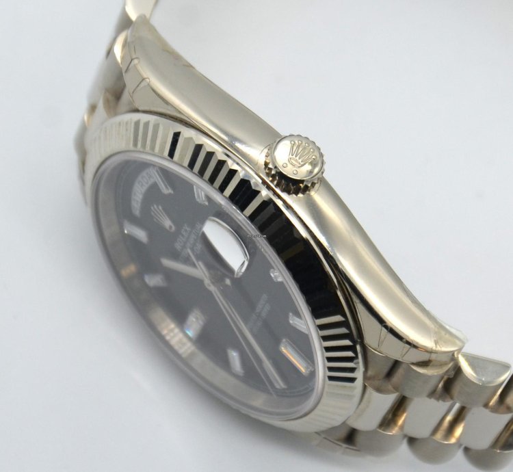Rolex Day-date 40 Black Dial 10 Baguette Diamond