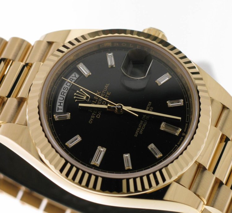 Rolex Day-date 40 Black Diamond Baguette Dial 228238