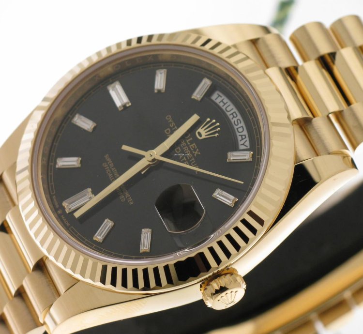 Rolex Day-date 40 Black Diamond Baguette Dial 228238