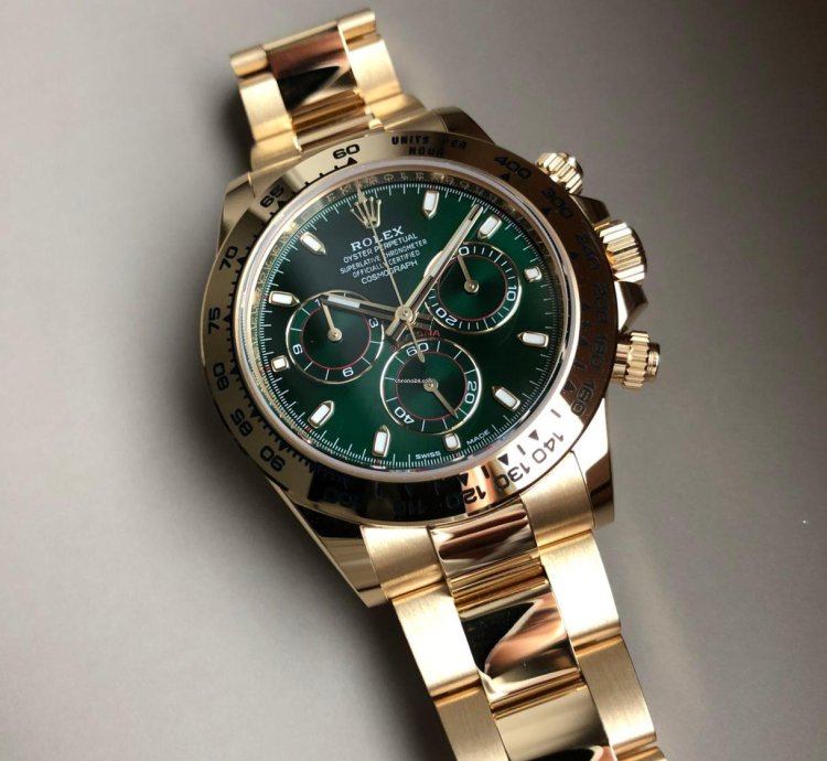 Rolex Daytona Cosmograph Daytona In Yellow Gold Green Dial - 116508-0013