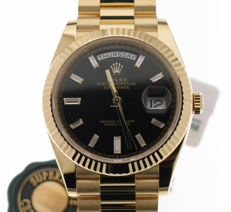Rolex Day-date 40 Black Diamond Baguette Dial 228238