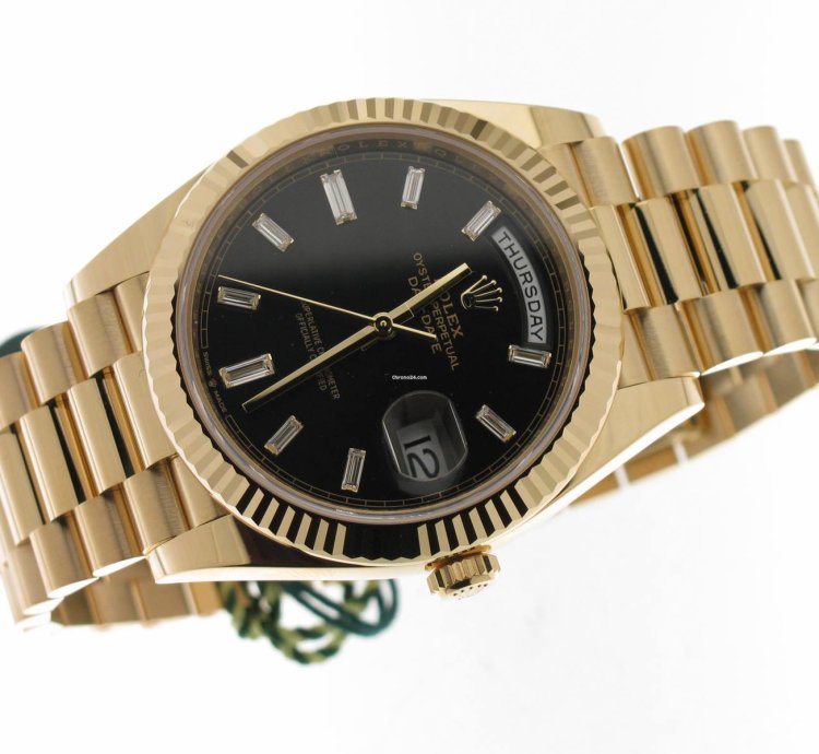 Rolex Day-date 40 Black Diamond Baguette Dial 228238