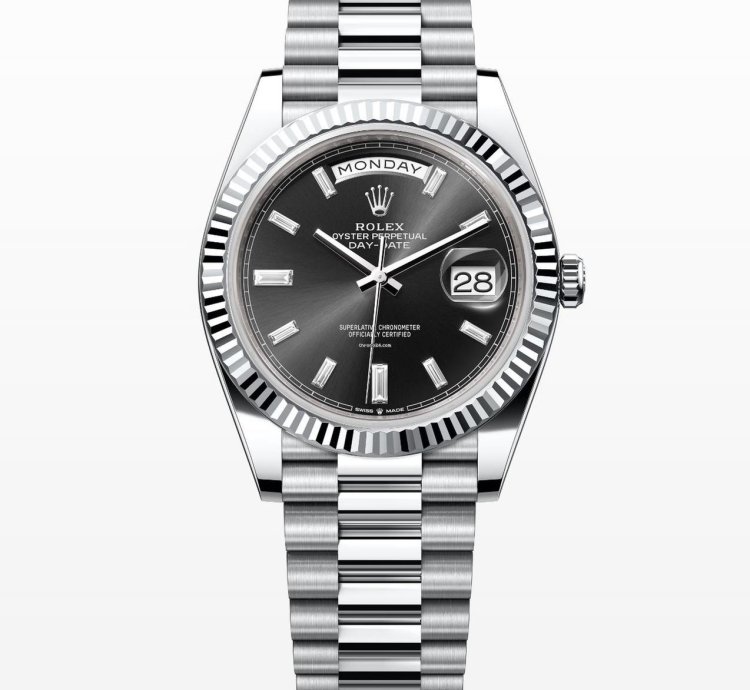 Rolex Day-date 40 Black Diamond Baguette Dial Unworn