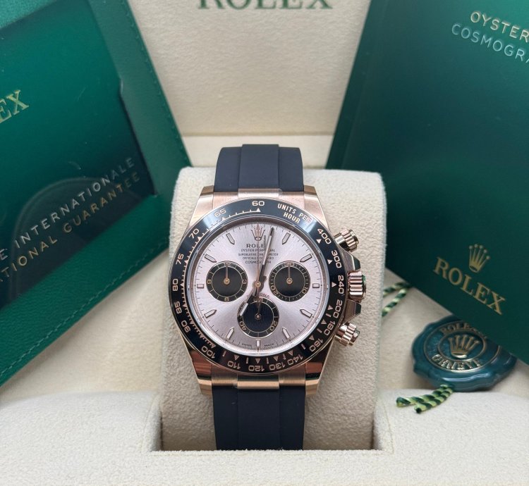 Rolex Daytona Cosmograph Daytona New 2023 Pink Sundust Dial 18k Rose Gold Case Ceramic Bezel Oysterflex
