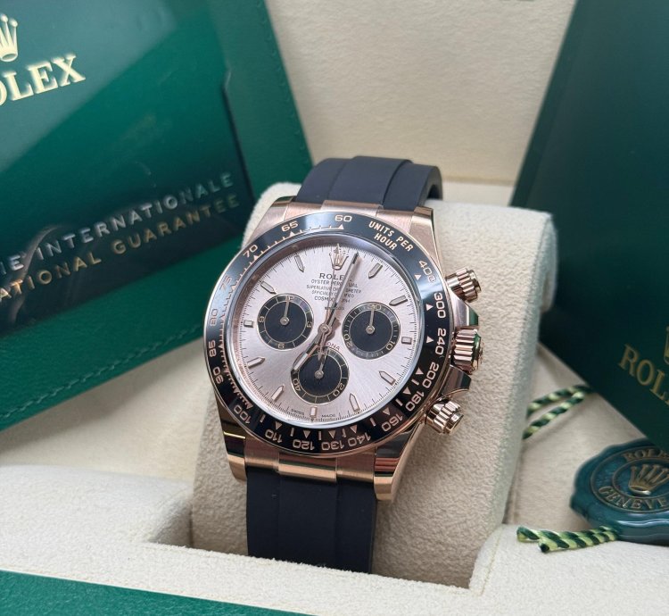 Rolex Daytona Cosmograph Daytona New 2023 Pink Sundust Dial 18k Rose Gold Case Ceramic Bezel Oysterflex