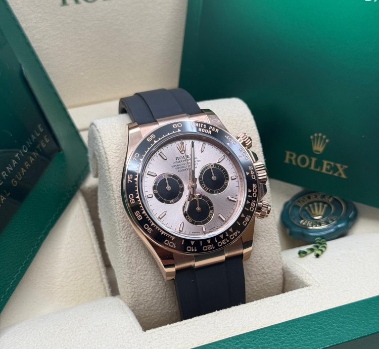 Rolex Daytona Cosmograph Daytona New 2023 Pink Sundust Dial 18k Rose Gold Case Ceramic Bezel Oysterflex