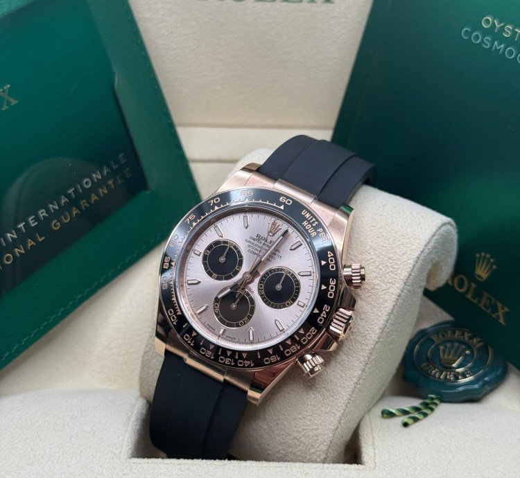 Rolex Daytona Cosmograph Daytona New 2023 Pink Sundust Dial 18k Rose Gold Case Ceramic Bezel Oysterflex