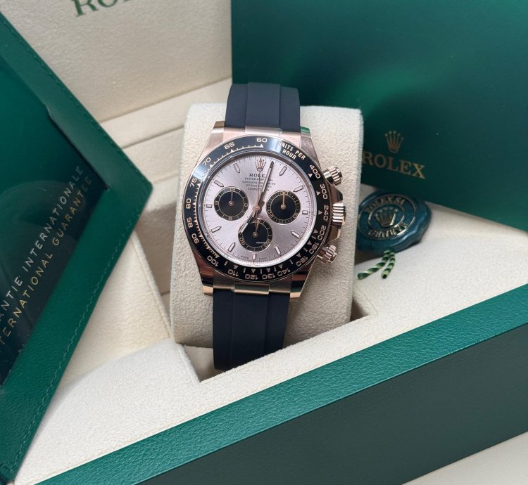 Rolex Daytona Cosmograph Daytona New 2023 Pink Sundust Dial 18k Rose Gold Case Ceramic Bezel Oysterflex