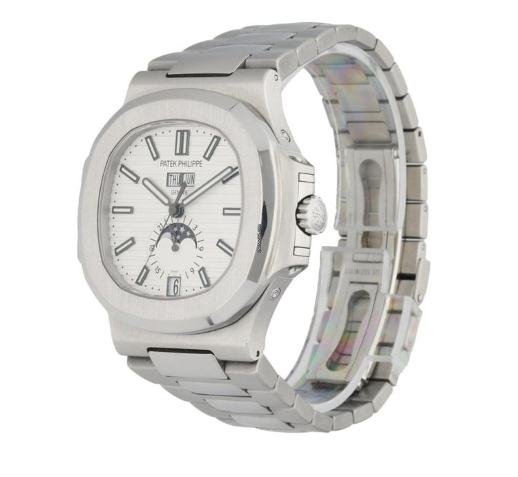 Patek Philippe Nautilus 5726 Annual Calendar Moon Phase Mens Watch Box Papers