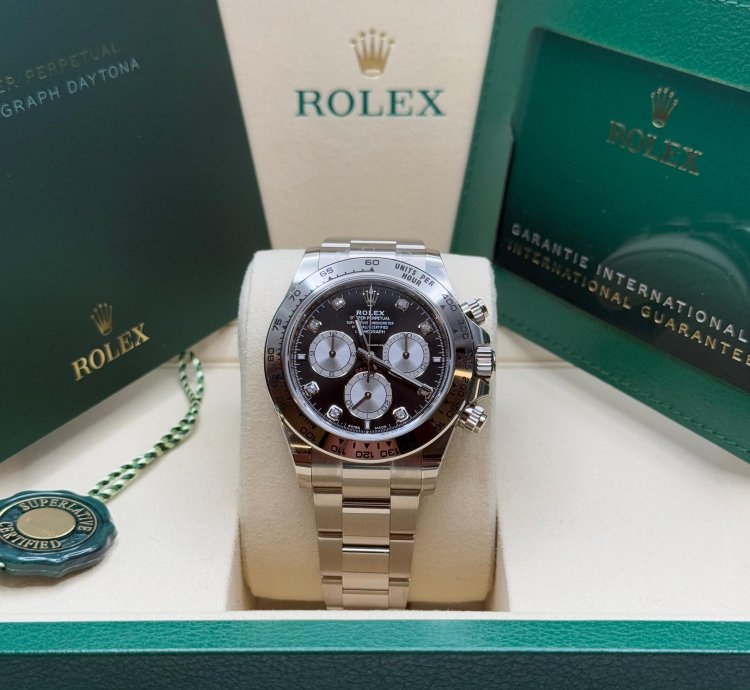 Rolex Daytona Cosmograph Daytona New 2025 Black Diamond Dial Silver Subdial White Gold Oyster Bracelet
