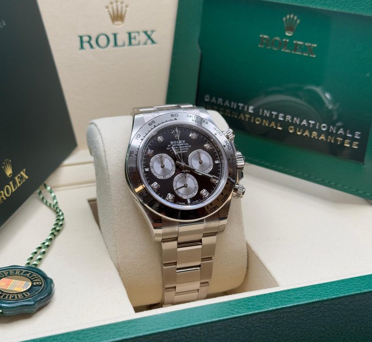 Rolex Daytona Cosmograph Daytona New 2025 Black Diamond Dial Silver Subdial White Gold Oyster Bracelet