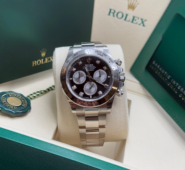 Rolex Daytona Cosmograph Daytona New 2025 Black Diamond Dial Silver Subdial White Gold Oyster Bracelet