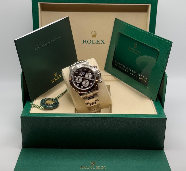 Rolex Daytona Cosmograph Daytona New 2025 Black Diamond Dial Silver Subdial White Gold Oyster Bracelet
