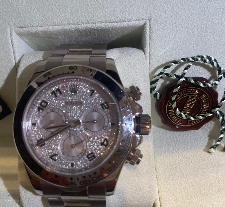 Rolex Daytona Cosmograph Daytona Or Blanc Cadran Diamant Coffret Et Certificat Origine